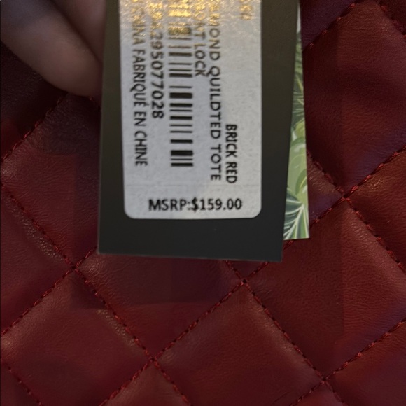 NWT Badgley Mischka Red Quilted Satchel with Gold Hardware - Picture 5 of 9